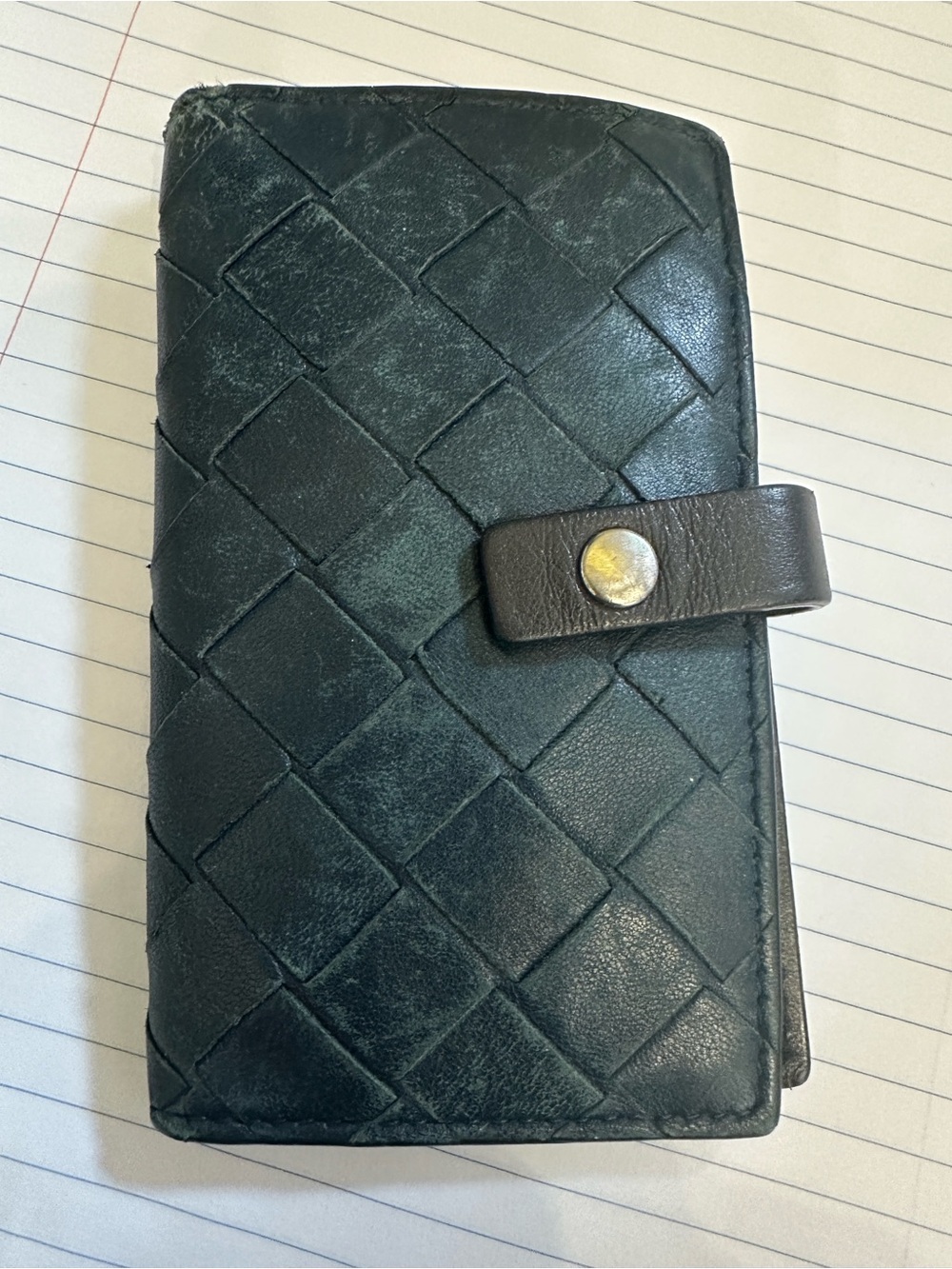 Bottega Veneta Black Woven Leather Card & Key Holder